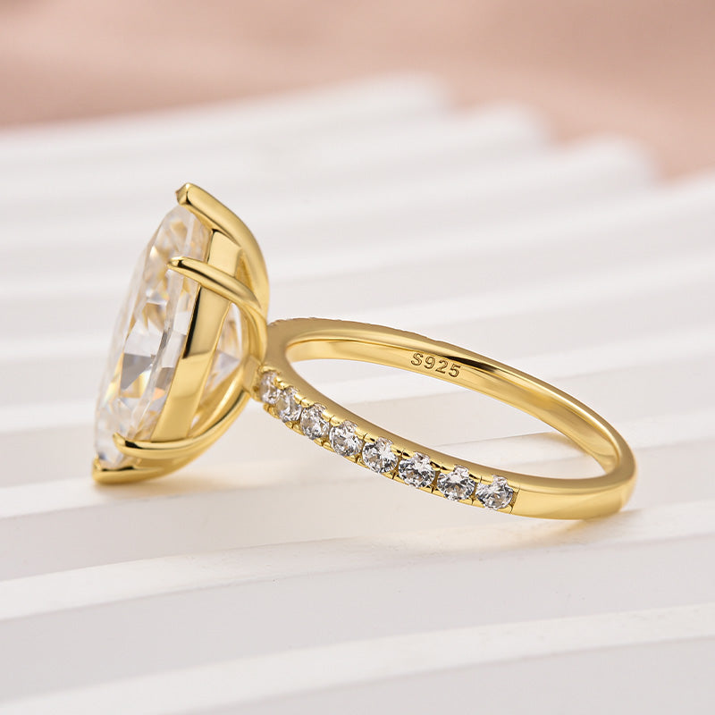 4.0CT Marquise Moissanite Ring – 925 Silver 18K Gold Plated