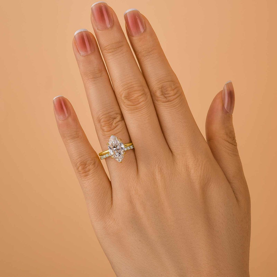 3.0CT Marquise Cut Open Wedding Set Yellow Gold