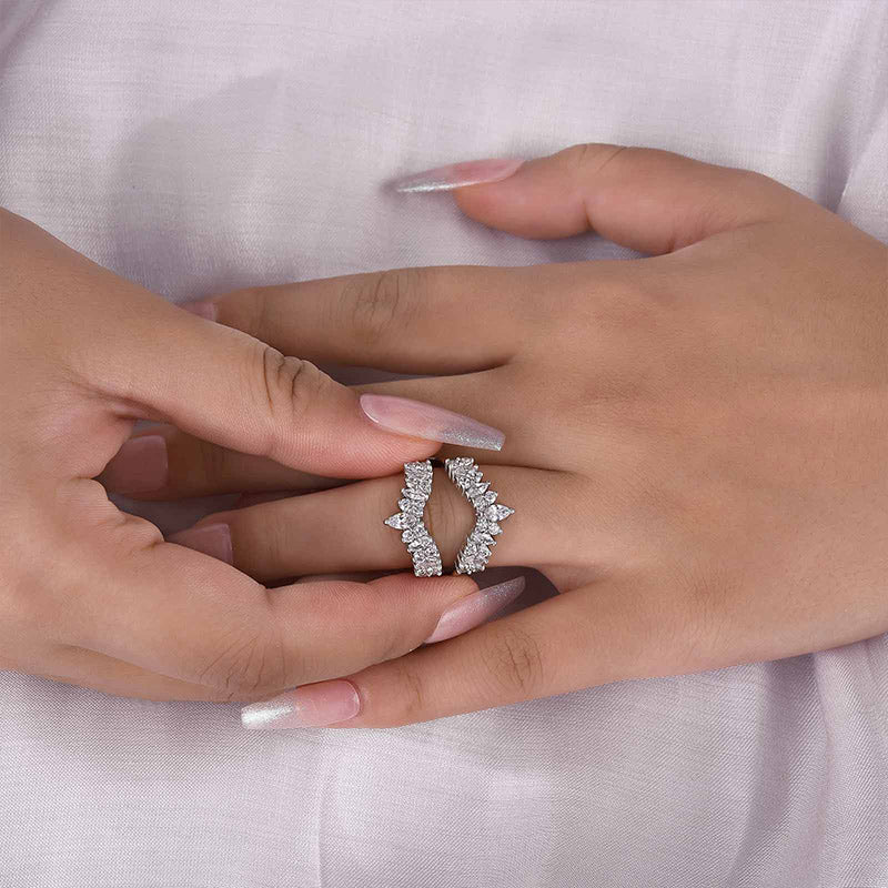 3.0ct Simulated Diamond Wedding Band in Sterling Silver & White Gold