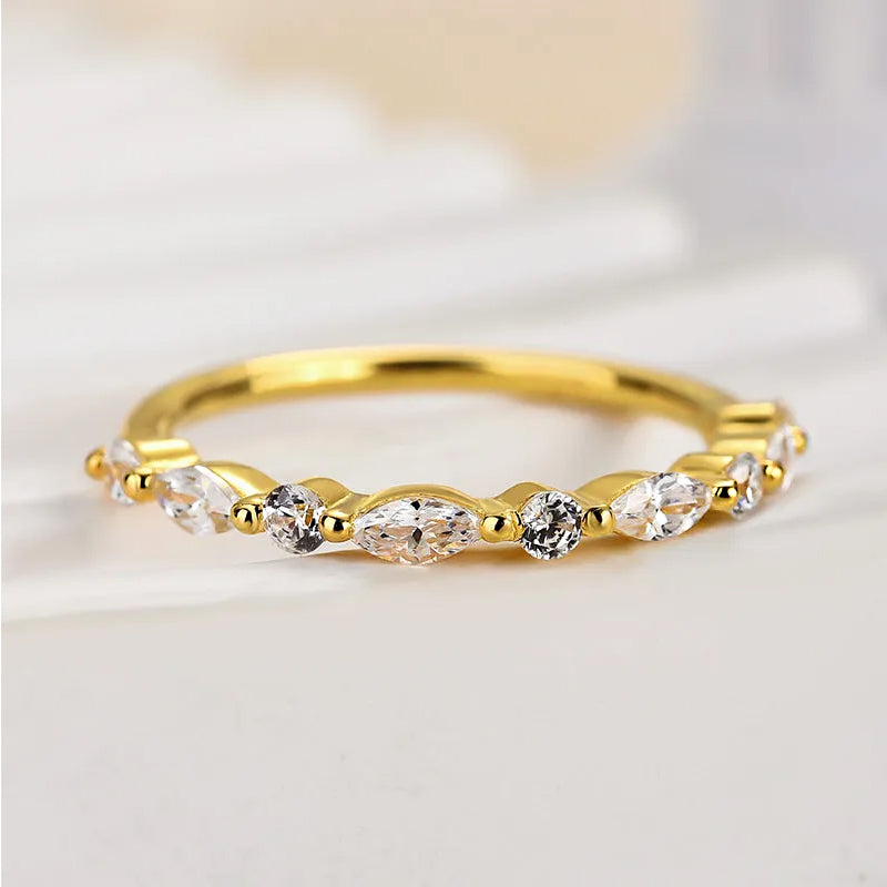 1.0 Carat Simulated Diamond Wedding Band - Marquise & Round Cut