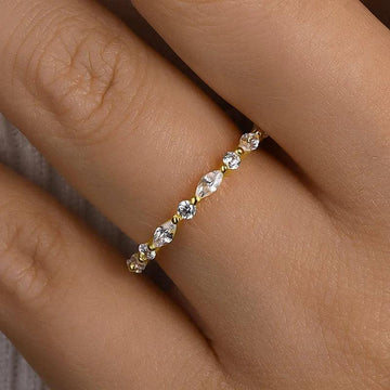1.0 Carat Simulated Diamond Wedding Band - Marquise & Round Cut
