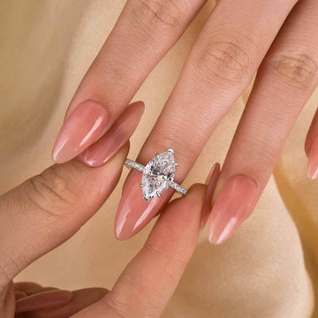 3.5Ct Marquise Sona Diamond White Gold & Gold Plated Sterling Silver Ring