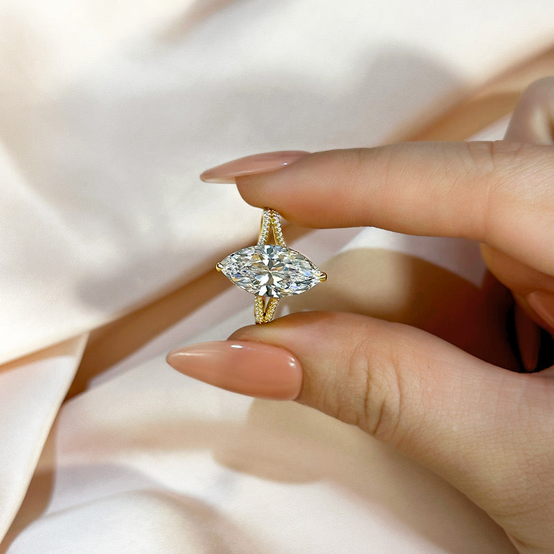 4 Carat Marquise-Cut Simulated Diamond Engagement Ring
