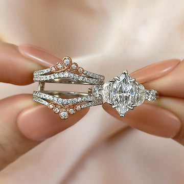 15CT Marquise Cut Diamond Ring with 1CT Side Stones 925 Silver