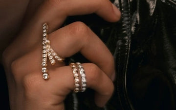 Spicy three-finger combination ring, luxurious full diamond three-in-one open ring, niche design with a high-end feel.