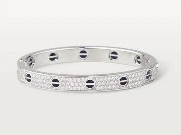Classic LOVE screw bracelet, 18K white gold, fully diamond-encrusted black ceramic, sky-full of stars, light luxury, niche, high-end hand jewelry