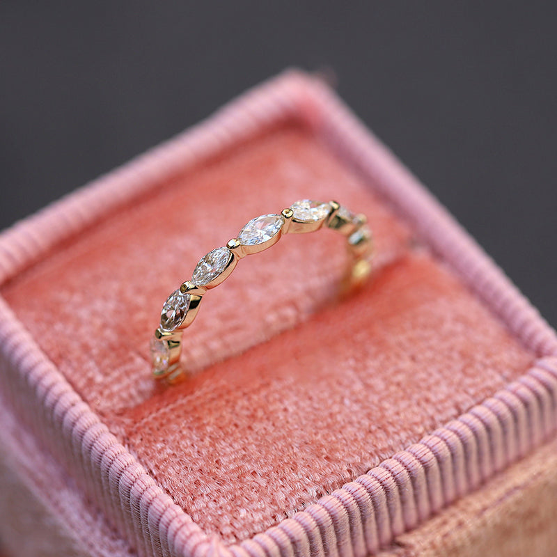 925 Silver Two-Tone 1ct Marquise Diamond Band