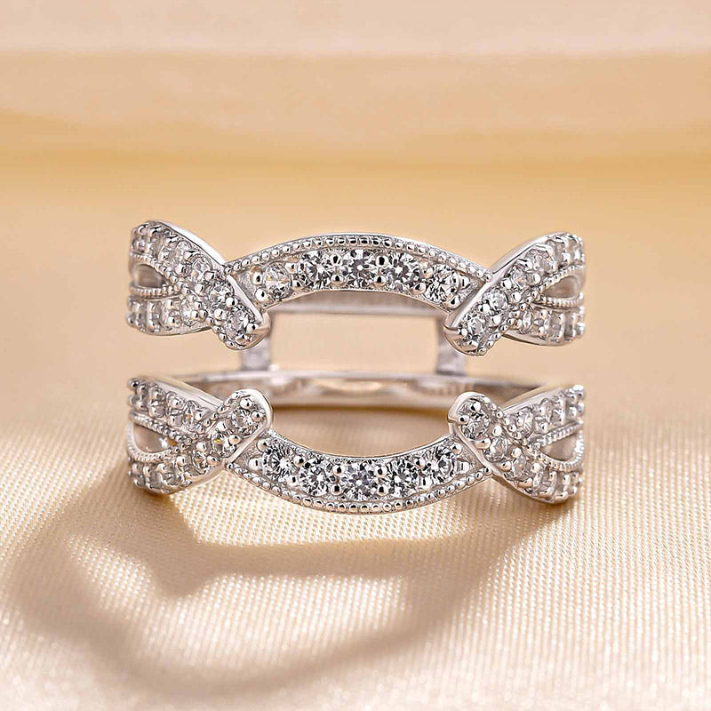 Vintage Halo Oval Cut Wedding Set - Sterling Silver White Gold Plated