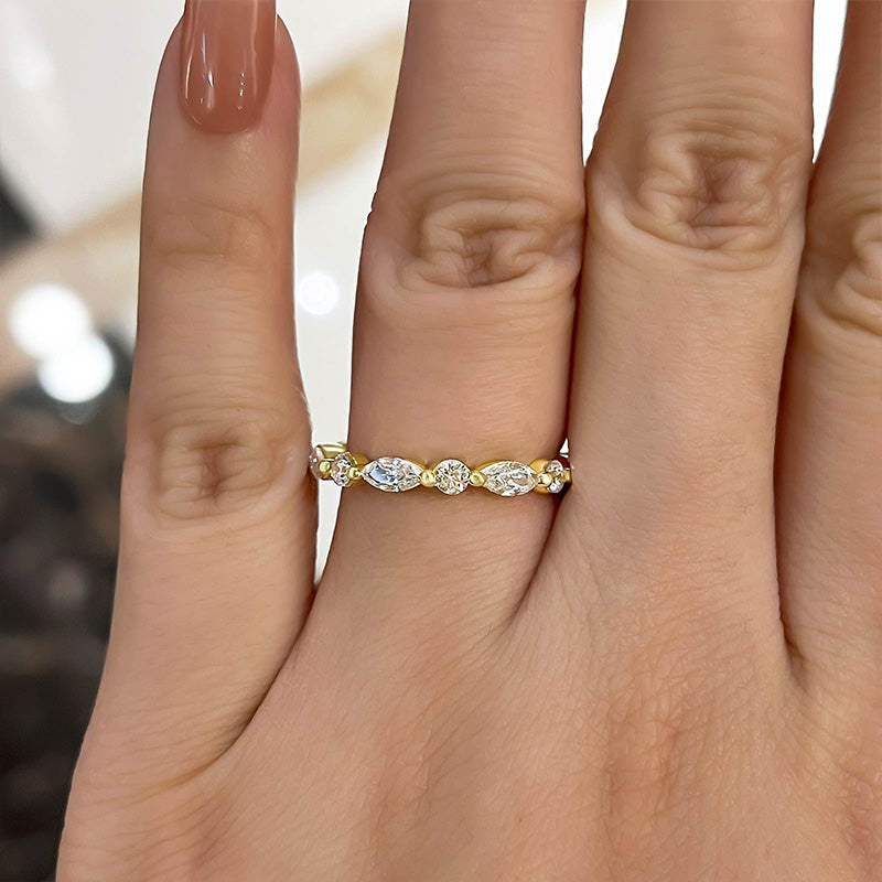 1.5Ct Marquise & Round Cut Band 925 Silver Two-Tone